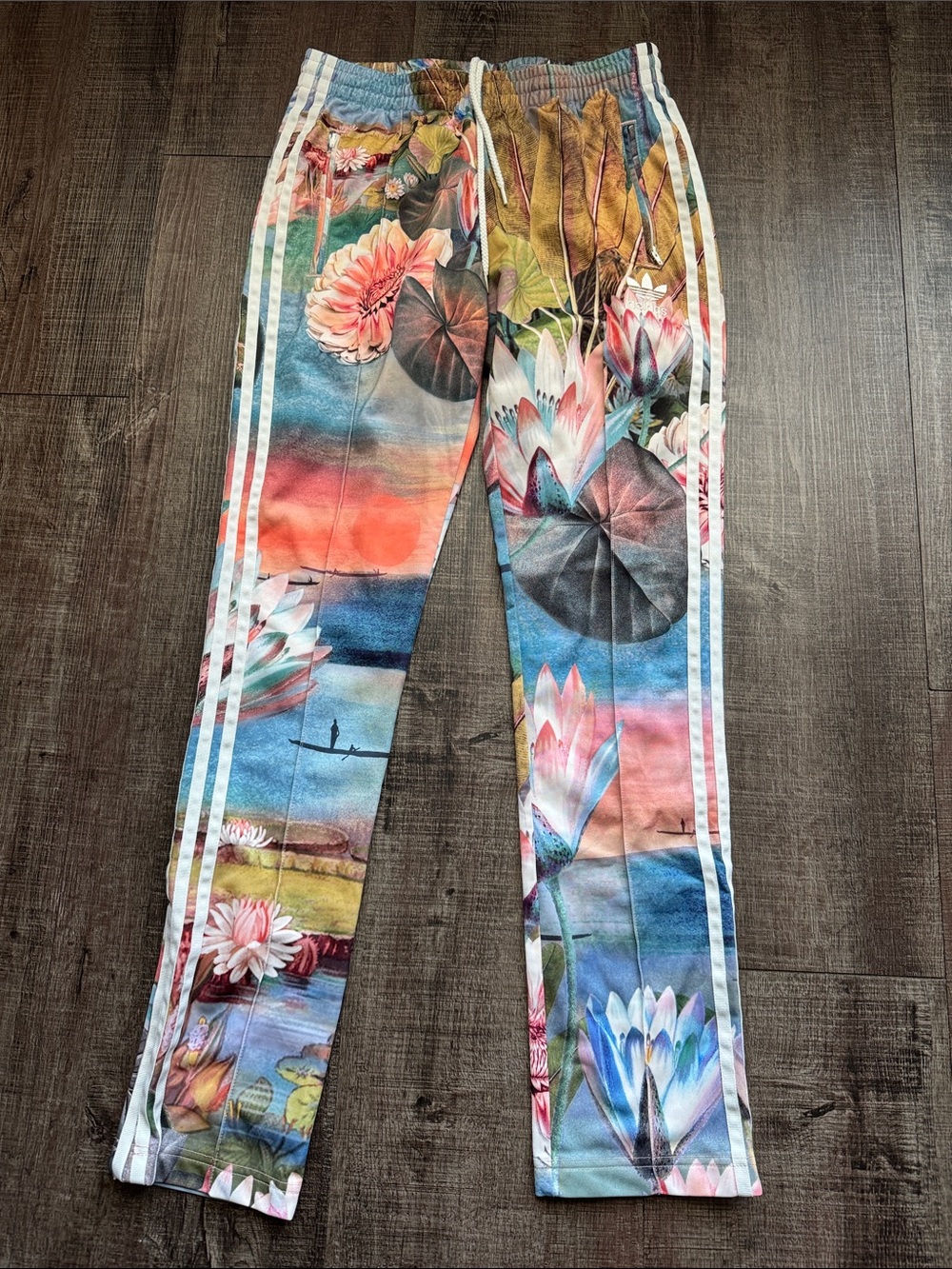 adidas Girls Floral Waterlily Joggers - Blue, Pink, Green